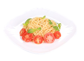 spaghetti with tomato and basil