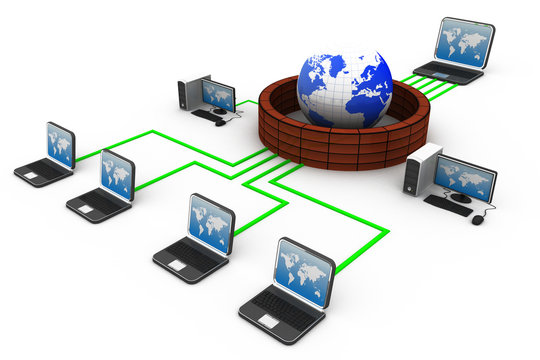 Computer Network and internet communication concept.