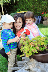 working in the garden