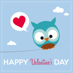 a little owl say "I love you" with a speech bubble