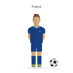 Fototapeta na wymiar National football player. France soccer team uniform.