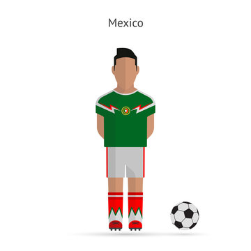 National Football Player. Mexico Soccer Team Uniform.