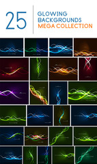 Glowing wave lines background mega collection