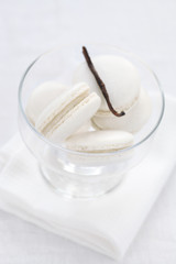 Vanilla Macarons on white background