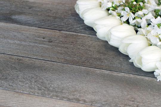 Tulpen mit Kirschblüten