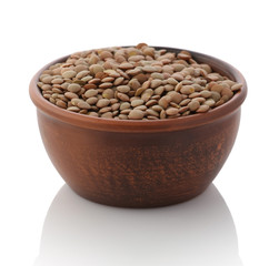 bowl of dried brown lentils