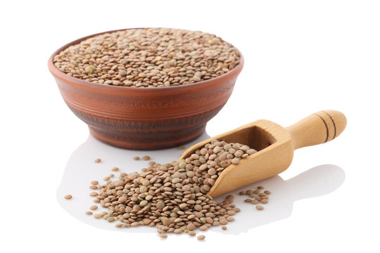 Bowl Of Dried Brown Lentils