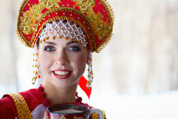 Russian girl in a kokoshnik