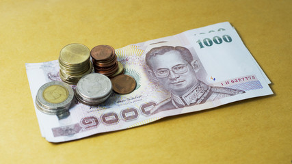 Thai baht currency and money bank note