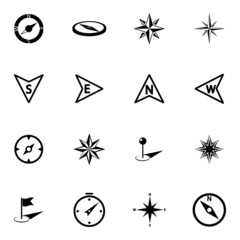 Vector black compass icons set