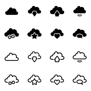 Vector black  clouds  icons set