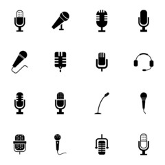 Vector black  microphone  icons set - 63360307
