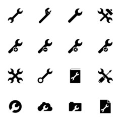 Vector black  settings wrench   icons set