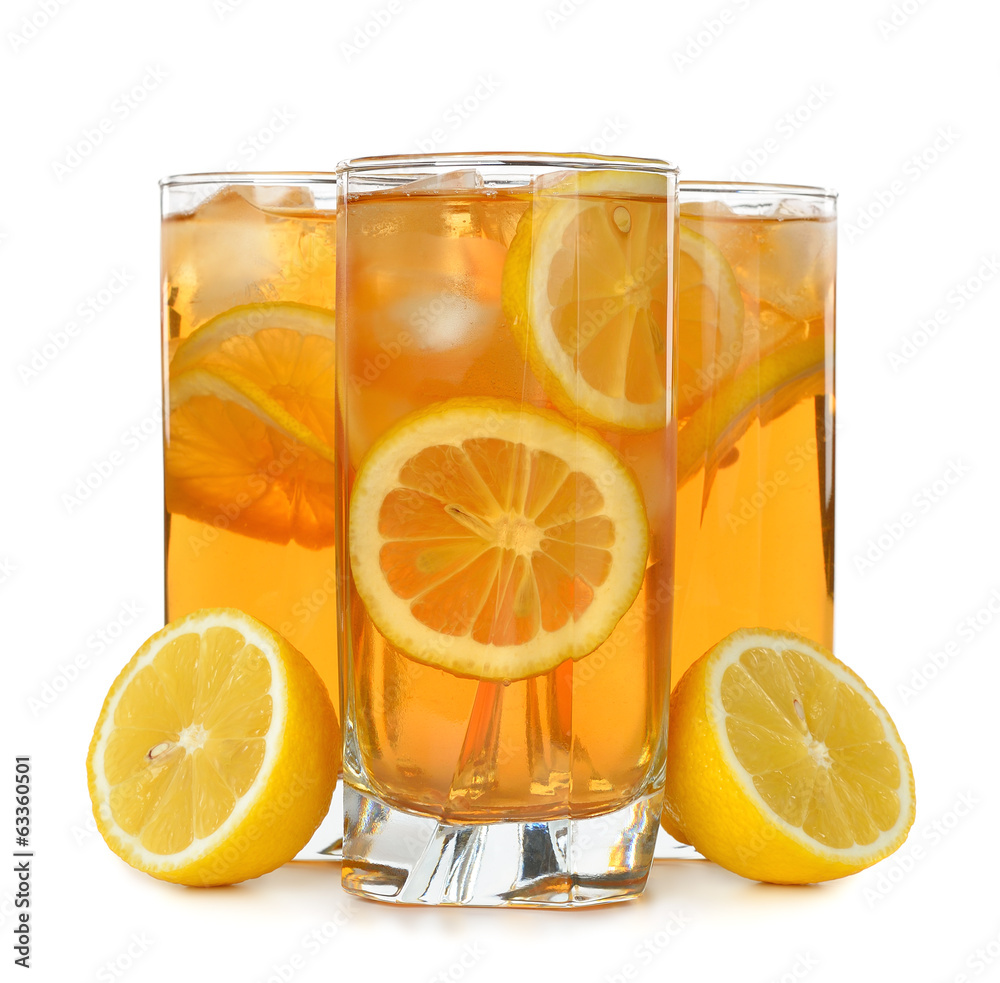 Sticker iced tea with lemon