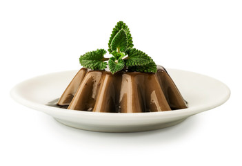 chocolate jelly dessert with mint