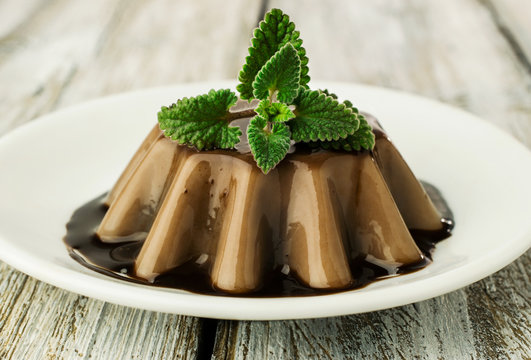 Chocolate Jelly Dessert  With Mint