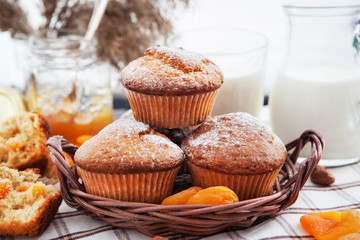Fresh homemade apricot muffins