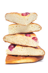 coca amb cireres, typical cake of Catalonia, Spain, with cherrie