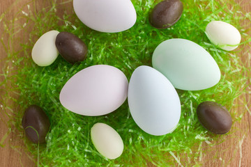 Easter Eggs in A Grass Nest