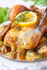 Whole roasted chicken