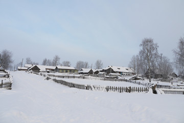 Fototapeta na wymiar Winter in Russian village