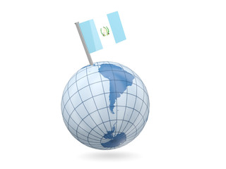 Globe with flag of guatemala