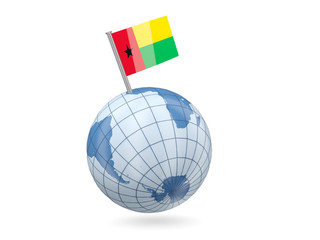 Globe with flag of guinea bissau