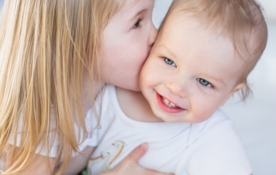 Happy Little Brother And Sister