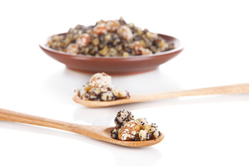 Color plate with kutia -  traditional Christmas sweet meal in