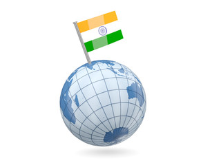 Globe with flag of india