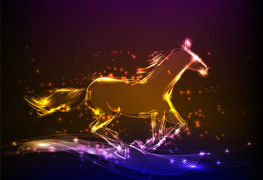 neon horse background
