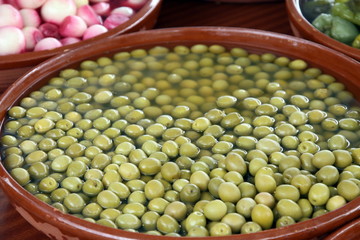 Olives for sale,Mora de Rubielos market,Teruel,Spain