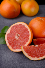 Ripe grapefruit on table close-up