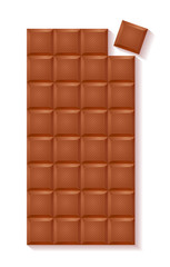Realistic chocolate bar - milk chocolate with separate bite.