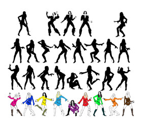 Dancing girls silhouettes 