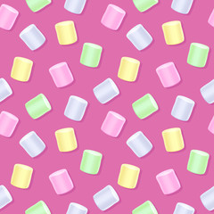 Seamless marshmallow pattern - pink sweet background.