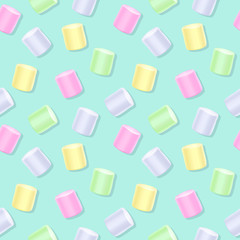 Seamless marshmallow pattern - green sweet background.