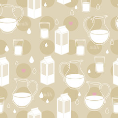Seamless milk theme pattern. Beige color.
