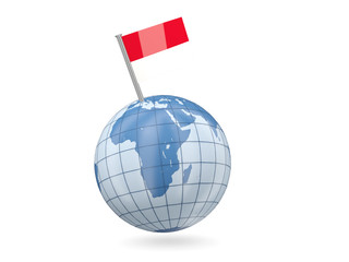 Globe with flag of monaco