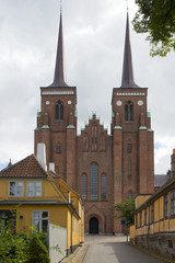 Fototapeta na wymiar The Towers of the Cathedral of Roskilde
