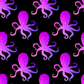 seamless pattern with octopus . Colorful mosaic backdrop. backgr