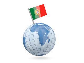 Globe with flag of portugal