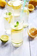 Glasses of fresh lemonade