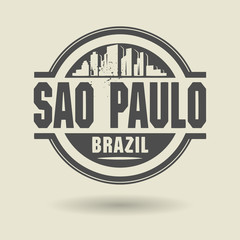 Stamp or label with text Sao Paulo, Brazil inside, vector