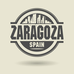 Fototapeta premium Stamp or label with text Zaragoza, Spain inside, vector