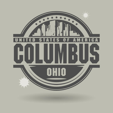 Stamp or label with text Columbus, Ohio inside, vector