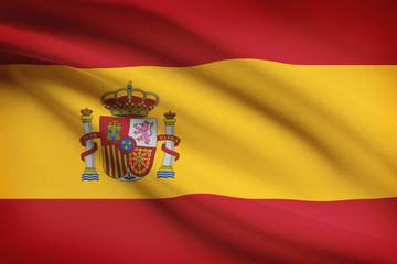 Series of ruffled flags. Kingdom of Spain.