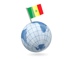 Globe with flag of senegal