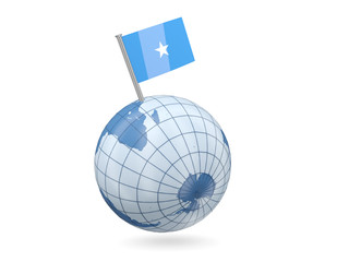 Globe with flag of somalia