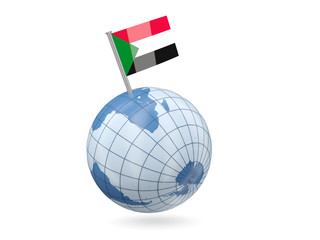 Globe with flag of sudan